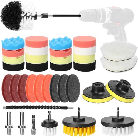Kit de 38 tampons de polissage pour voiture, comprenant des éponges à cirer et à lustrer, compatible avec les polisseuses, les ponceuses et les outils de polissage. (1/5)