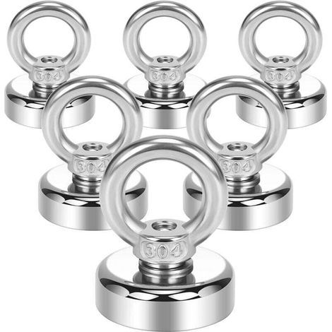 Crochets magnétiques en néodyme de 19 kg, 6 patères magnétiques robustes, crochets magnétiques de 25 mm d'épaisseur, œillets magnétiques pour cuisine, réfrigérateur et garage