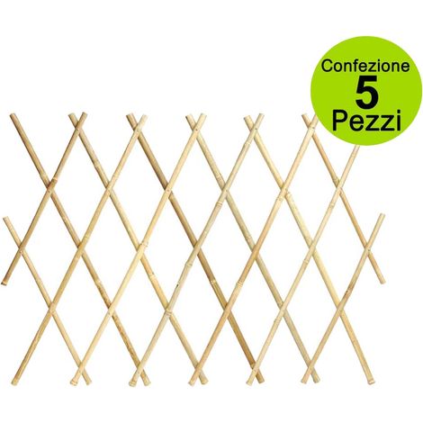 Multipack da 5 pz tralicci estensibili in bamboo 1,20 x h 1,80 metri colore naturale