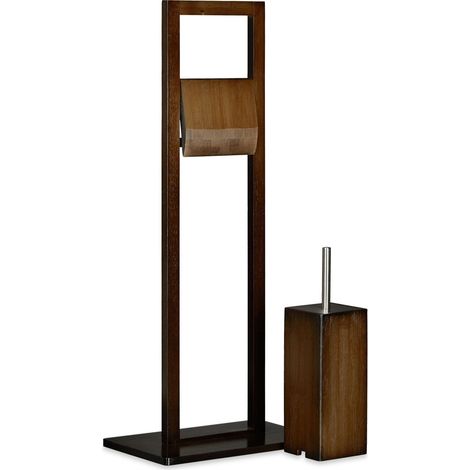 Set wc porta carta igienica scopino bambù marrone 130002520