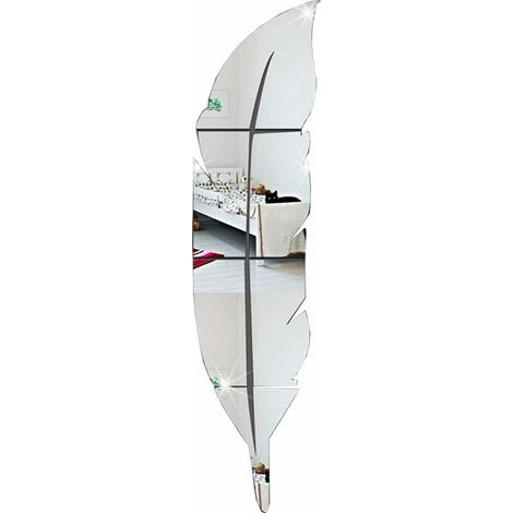 MINKUROW Espejo Adhesivo Con Luz De Plumas, Espejo Decorativo 3d Arte De Pared Extraíble Moderno Para Sala De Estar Dormitorio Oficina Decoración Del Hogar 73x18cmcm (1/5)