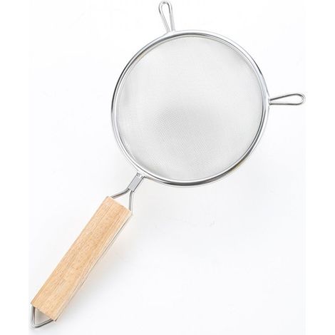 colador de mano de 20 cm (8 pulgadas), acero inoxidable, mango de madera, resistente a la oxidación, cocina (1/5)