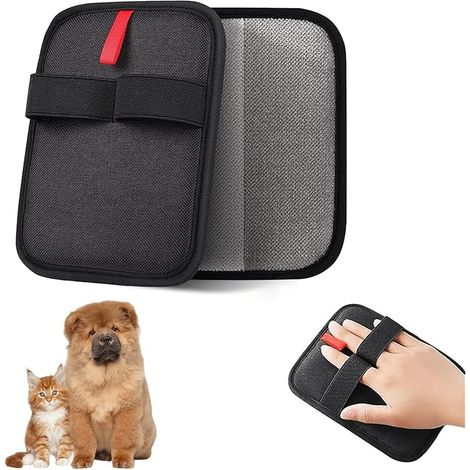 Lot de 2 gants noirs retire-poils pour animaux – Gant électrostatique comme gant anti-poils pour animaux réutilisable pour meubles, tapis et voiture – Efficace contre les poils de chat et de chien.