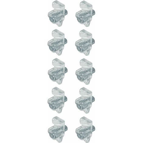 – Lot de 10 taquets en plastique avec goupille acier pour verre 5mm – Blocage de relèvement – Pour meubles et étagères (1/2)