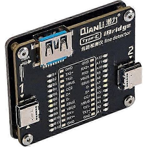 Testeur de câble QIANLI IBridge Type-C, alimenté par pile CR2032, vérificateur de continuité de câble à charge rapide 24 broches pour outils de réparation de téléphones (1/5)