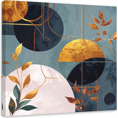 Leinwandbilder Moderne Abstrakt Kreise und Blätter in Gold 40x40 (1/5)
