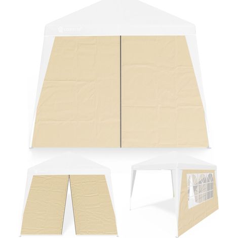 Deuba Set de 2 paredes laterales para pabellones de 3x3 Lona Lateral con ventana y cremallera Beige