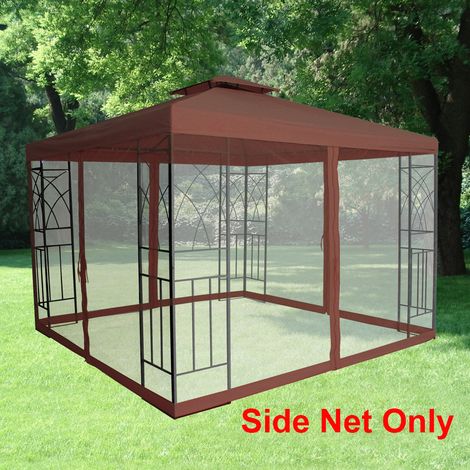 Pavilion Gazebo Side Net Marquee Fly Screen Gathering Mosquito Netting Washable Removable Coffee(Side Net Only)