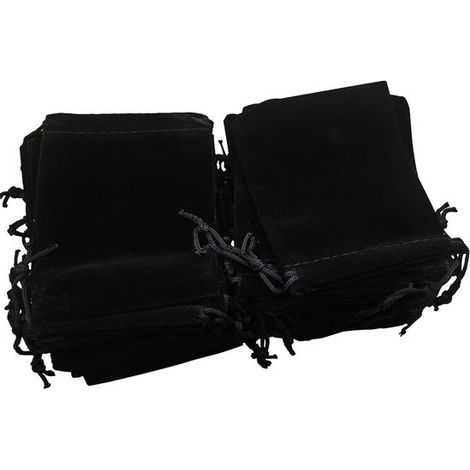 Lot de 50 pochettes en velours noir, petites pochettes en velours, sachets à bonbons, cadeaux de Noël, pour bijoux, boucles d'oreilles et porte-clés (1/5)