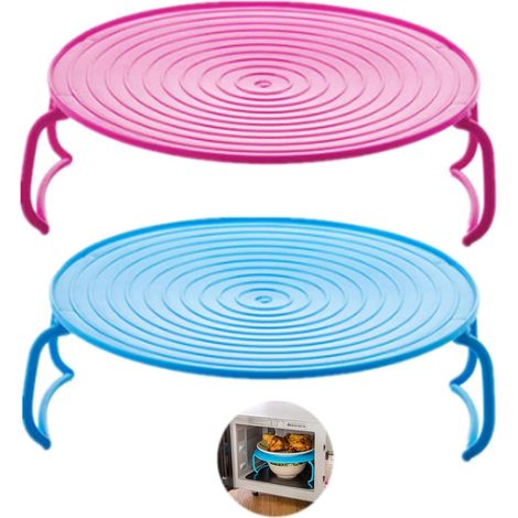 Plateau Rond Cuiseur Vapeur Rack Double Couche Vapeur Rack Support de Plateau de Cuisson en Plastique Multifonctionnel Plateau Rack Plateau pour Micro Ondes Accessoires de Micro Ondes pour Four 2 pc(s