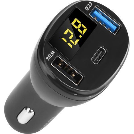 Chargeur Voiture 5V/2.4A QC3.0 Double Port USB Rapide Adaptateur Allume-Cigare Prise Universel (1/5)