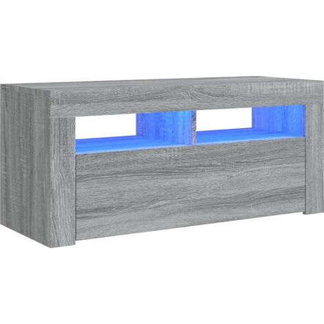 Mueble TV multimedia estantería para televisión buffet para televisión comedor salón dormitorio con luces LED sonoma 90 x 35 x 40 cm gris 020026832