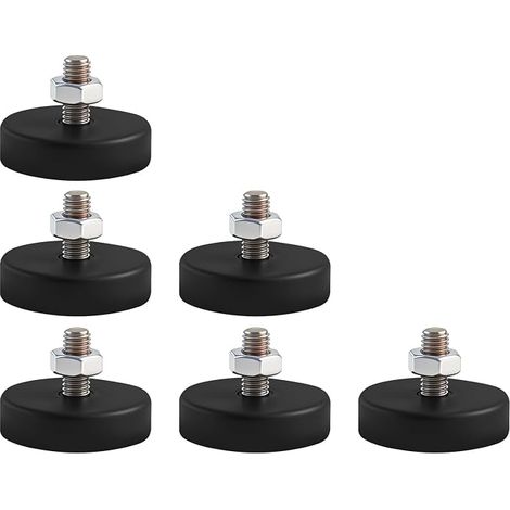 PARFCO 6 Pièces Pieds de Meuble Réglables M8×42, Pied Caoutchouc à Visser avec Écrou, Tampon Caoutchouc Anti-Vibrations, Pied Réglable Noir pour Table, Chaise et Canapé (1/5)