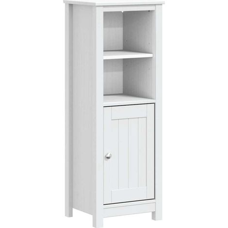 Mobile da Bagno Armadio da Bagno BERG Bianco 40x34x110 cm Legno Massello di Pino (1/5)