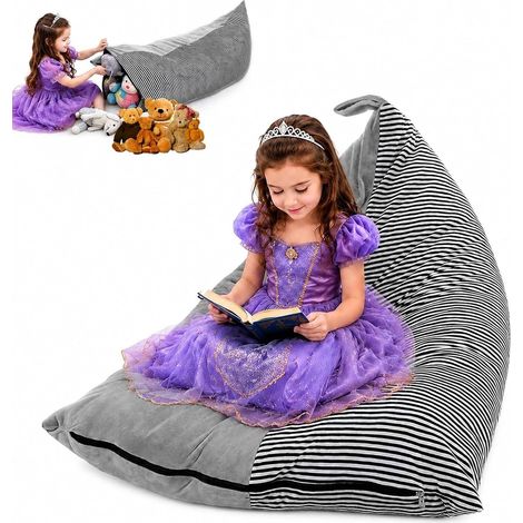 Housse de pouf (sans rembourrage), pouf de rangement pour jouets, jouets en peluche, pouf pour chambre d'enfant, chaise longue pour enfant, E (1/5)