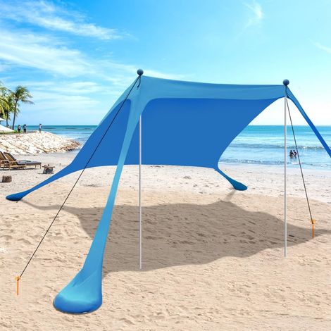 Auvent de plage 210200150 cm, protection solaire UPF50+, résistant au vent, sac de transport avec corde, facile à installer, idéal pour le camping en famille (1/5)