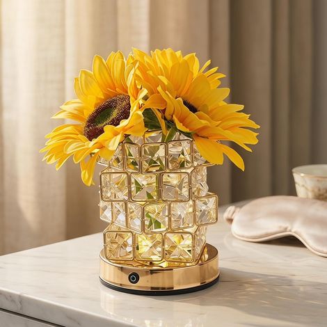 Lampe Fleur de Tournesol, Hauteur 20cm Tournesols Décoration Fleur Lampe, Lampe Tactile en Forme Tournesol, Lampe LED Tournesol Artificiel für Salon Chambre Salle à Manger, USB Rechargeable (1/5)