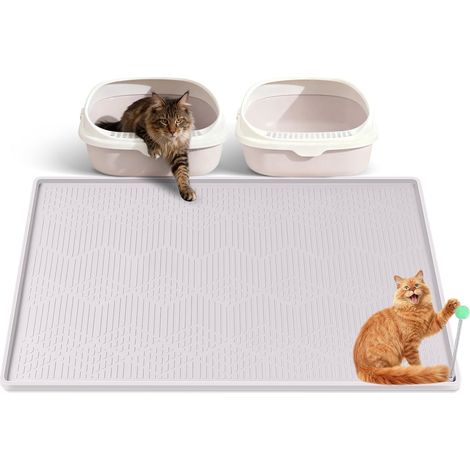 Silicone Cat Litter Mat with Wand for Kittens, 96 x 63 cm, Soft for Kittens' Paws, Easy to Clean (White) (1/5)