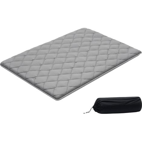 Matelas Futon Taille Lit Double, Matelas de Sol Japonais Pliable, Tatami Doux pour Dormir Yoga Méditation et Relaxation, 203,2x137,2x8,9 cm, 9 Couches, avec Sac de Rangement et Attaches, Gris (1/5)