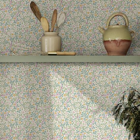 Papier peint William Morris Clover Spring Garden 1005 x 52cm Vert, rose, orange (1/5)