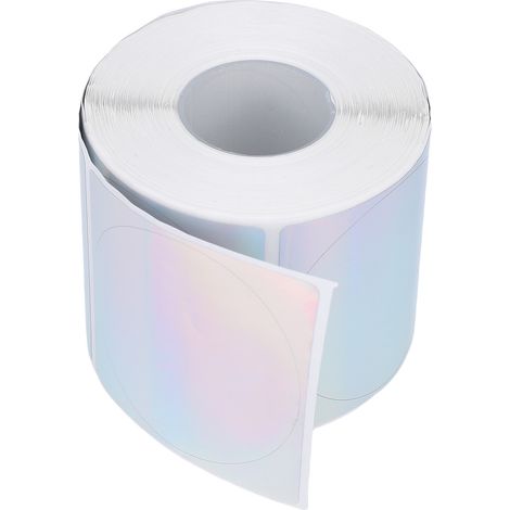 rouleau de 400 étiquettes holographiques rondes de 5 cm (2 pouces) pour imprimante, autocollantes, papier thermique direct pour loisirs créatifs et décorations (1/5)