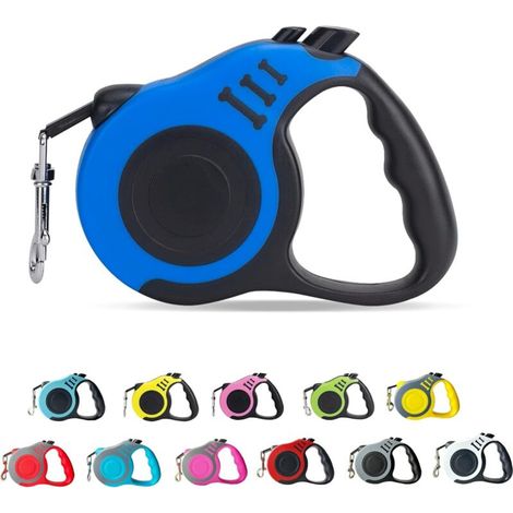 Correa retráctil para perros, automática, retráctil, con mango antideslizante, para perros pequeños y medianos, color azul. (1/5)