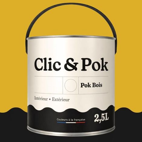 Peinture Bois Extérieur – POK BOIS - 2,5L - RAL 1012 - Jaune citron- Résistante aux intempéries - Ne s'écaille pas