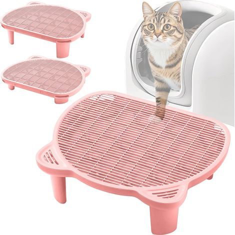 Katzentoilette Matte, Katzenstreu-Sammelmatte, 20,08" x 15,94" x 5,91" große doppellagige Katzentoilettenmatte, geeignet für Katzen, schützt den Boden, wasserdicht und urinresistent (Pink)