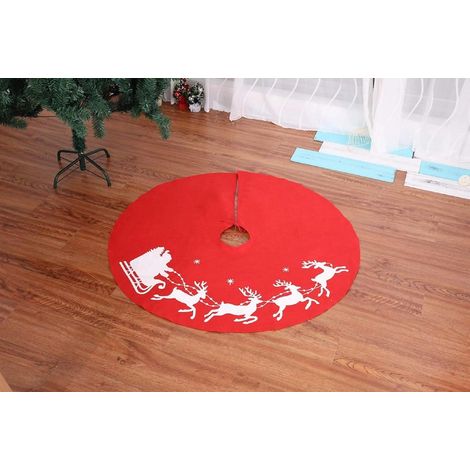 Tapis de sapin de Noël, 100 cm, rouge, pour la décoration de Noël et des fêtes de fin d'année (1/4)
