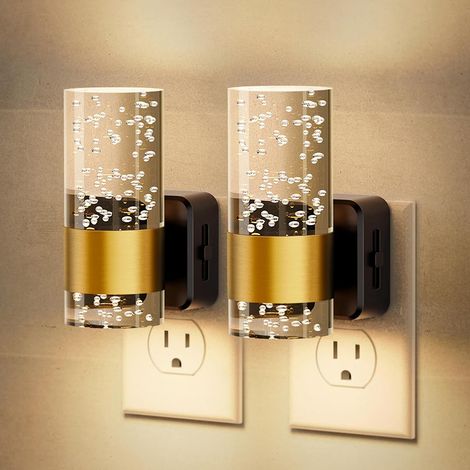 Applique enfichable avec capteur de lumière 2 pièces, veilleuse LED, murale, pour salon, luminosité réglable - Norme européenne (lumière chaude 3000K) (1/5)