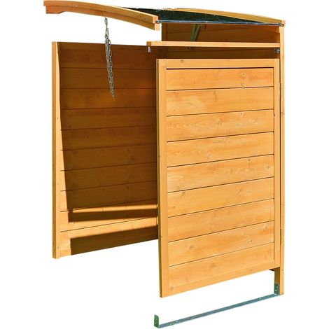 Melko – Boîte à ordures en bois 120 litres – Dimensions 68 x 68 x 127 cm – Protection contre intempéries – Pour espaces extérieurs