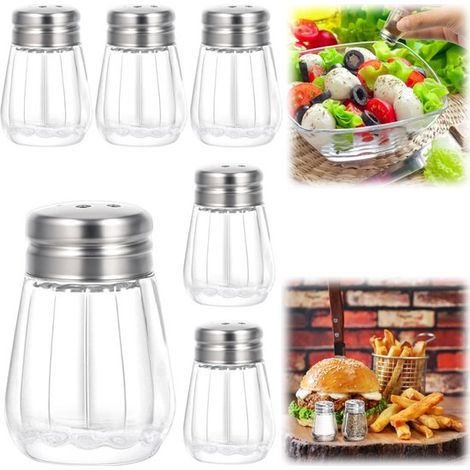 Mini saupoudreuses d'épices lot de 6 - flacons en verre 10 ml à couvercle métallique (1/5)