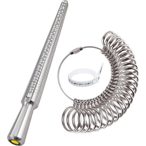 Ring size measuring tool, ring sizer, ring sizer for ring sizes from A to Z, metal/steel/plastic (1/4)