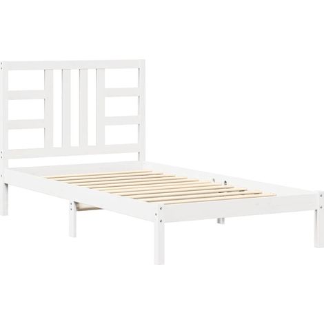 Maison Exclusive - Massivholzbett Weiß 100x200 cm (1/5)