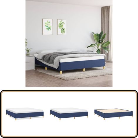 Bettgestell ohne Matratze Blau 180x200 cm Stoff - Bettrahmen - Doppelbett - Blau - Holzrahmen - Lattenrost