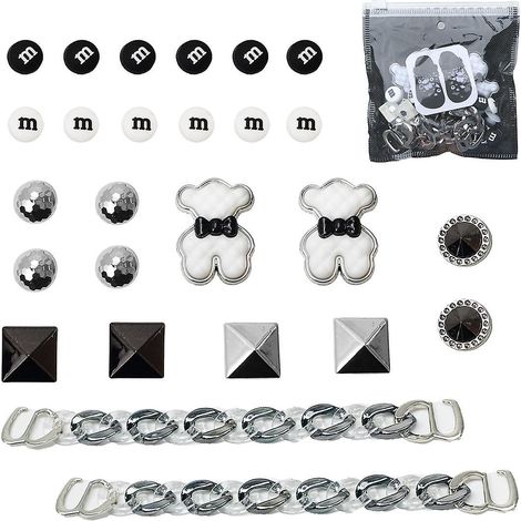 26pcs-(chaussures Non Incluses) Trou Chaussures Adaptable Chaussure Fleur Diy Chaussure Boucle Ourson Cartoon Chane Dcorative Amovible Accessoires (1/5)