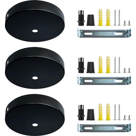 3 Pcs Auvent de Plafond Métal Noir 100 x 2mm Cache Fil Pour Lustre,Cache Cable Plafonnier Noir pour Lampe à Baldaquin,pour Salon Cuisine Couloir Lustre Suspension (1/5)