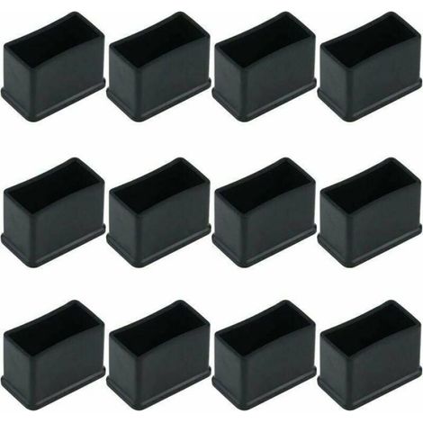 Embouts De Protection - Caoutchouc Feutré - Pour Pieds De Table Et Chaise - Rectangulaires - Noir - 15x30 mm - Lot De 12 (1/4)