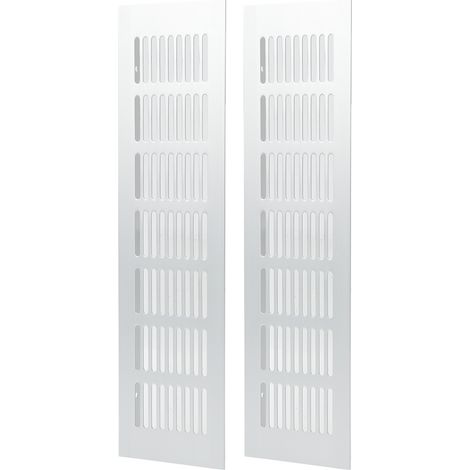 Grille d'aération en aluminium argentée rectangulaire 80x300mm pour meuble placard camping-car, ventilation et dissipation thermique (1/5)
