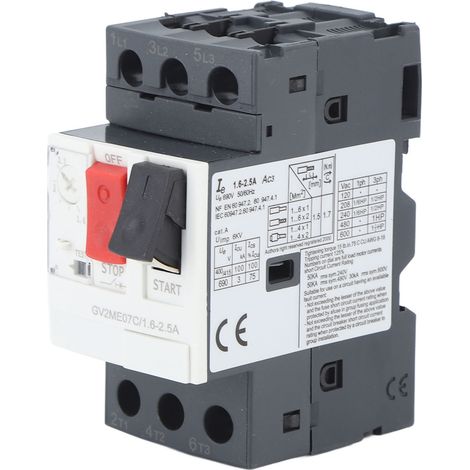 Disjoncteur de moteur, Protection contre les surcharges et les courts-circuits, interrupteur de démarrage AC690V GV2 ME07C 1.6-2.5A (1/5)