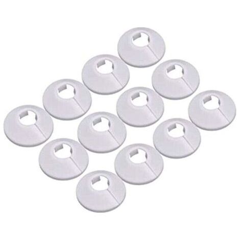 12 Pcs Cache Tuyau, Cache Tuyau Plomberie Collier Radiateur, Manchon Radiateur Pour Tuyau Rosace Ronde Blanche Diamètre De 15 Mm (Blanc) (1/5)