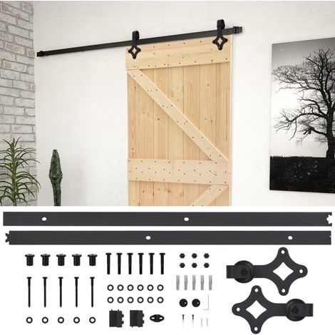 Puerta corredera con herrajes madera maciza de pino 90x210 cm vidaXL (1/6)
