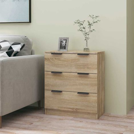 Aparador de madera contrachapada color roble Sonoma 60x30x70 cm (1/4)