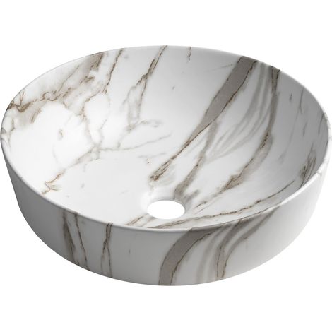 Vasque à poser RONDEA en céramique dia. 41cm, blanc carrare (1/4)