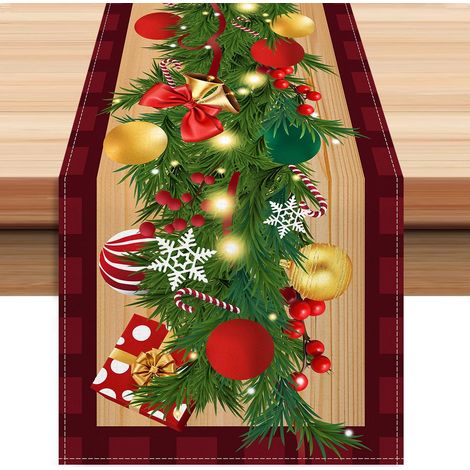 Nappe De Table De Noël - Imperméable Réutilisable - Pour Salle À Manger Salon Extérieur Intérieur - 140 X 240 Cm - Rouge Vert Blanc (1/3)