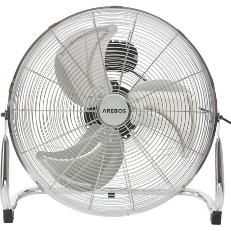 AREBOS  floor fan 46 cm  wind machine retro style  fan  3 speed levels  high air flow rate  100 ° adjustable tilt angle  chrome