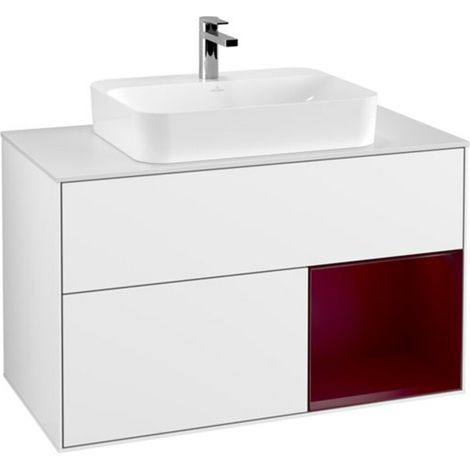 V&B Waschtischunterschrank Wandbeleuchtung Finion 100, Pl wh. m, Reg re Peo, glo wh. Lac (1/2)