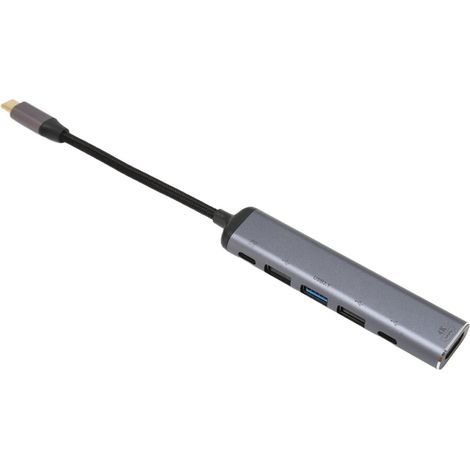 Adattatore USB-C multifunzione 6 in 1, compatibile con HDMI 4K, porta femmina per ricarica rapida PD da 100 W, hub dual USB 3.1 e USB 2.0, adatto a dispositivi come MacBook, Surface Book, iPad Pro e m