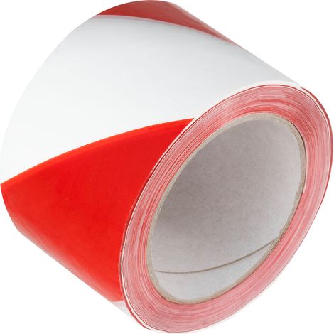 Ruban de signalisation de chantier blanc et rouge 72 mm x 100 m Vorstahl (1/3)