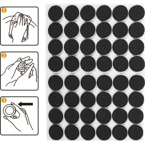 48 pièces Protections adhésives anti-dérapantes pour meubles, pieds de chaise et table en caoutchouc noir (1/5)